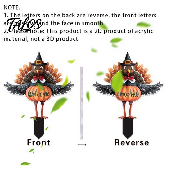 Fall Festival Garden Ornaments Thanksgiving Turkey Stake, Wizard Hat with Pumpkin Lawn Ornament, Outdoor Decorations for Waterproof Acrylic