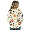 Women's Flannel Long Sleeve T-Shirt with Halloween Print Neck Casual Top