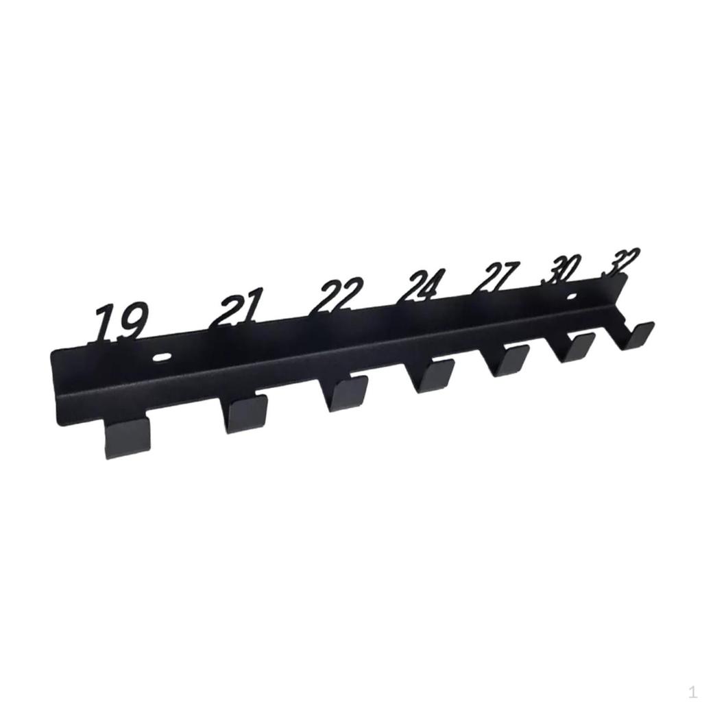 Wall Mounted Tool Storage Rack for Wrenches with Numbered Hooks