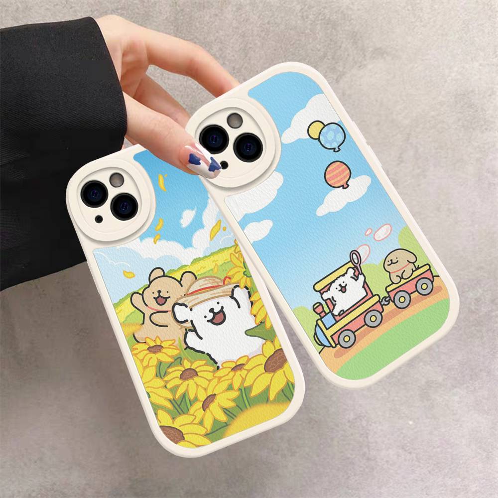 Lovely Line Dog Maltese For iPhone 16 15 14 16E 13 12 11 Pro Max Plus Phone Leather Case