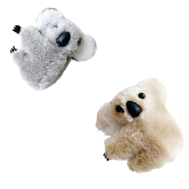 Fermacapelli a Forma di Koala Tessuto Peluche Presa Salda Pinza per Capelli Copricapo Decorativo per Uso Quotidiano Scuola o Feste