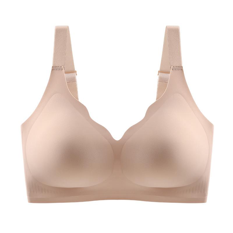 Seamless Large Chest Small Full Cup Bra Anti-sagging Wide Shoulder Strap Pressure Relief Jelly Strip Large Size Bra