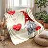 Snowy Gnome with Hearts Theme Blanket Lightweight Warm Flannel Blanket Decorative Throw Blanket for Home Decoration