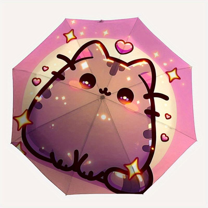 

1pc Pusheen Cute Cat Automatic Umbrella High Quality Canopy, Portable Folding Umbrella with, Ideal Gift for - Travel, Everyday, Formal Event