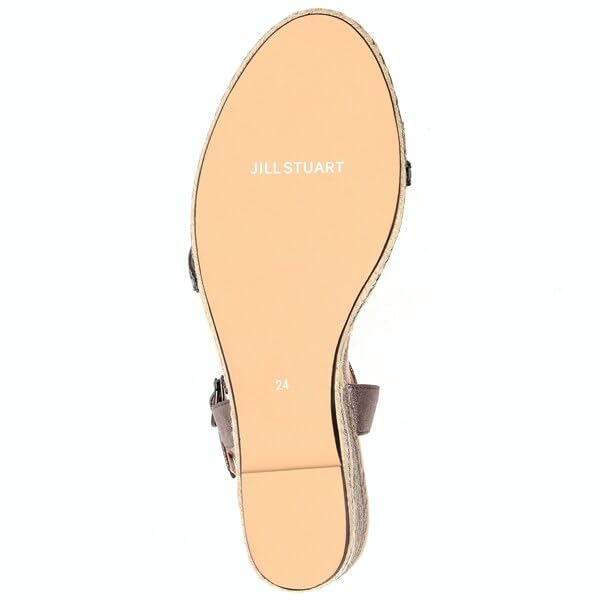 JILL STUART SHOE Women's Ankle Strap Wedge Sandals 6622, Black, Size 22.5cm, E