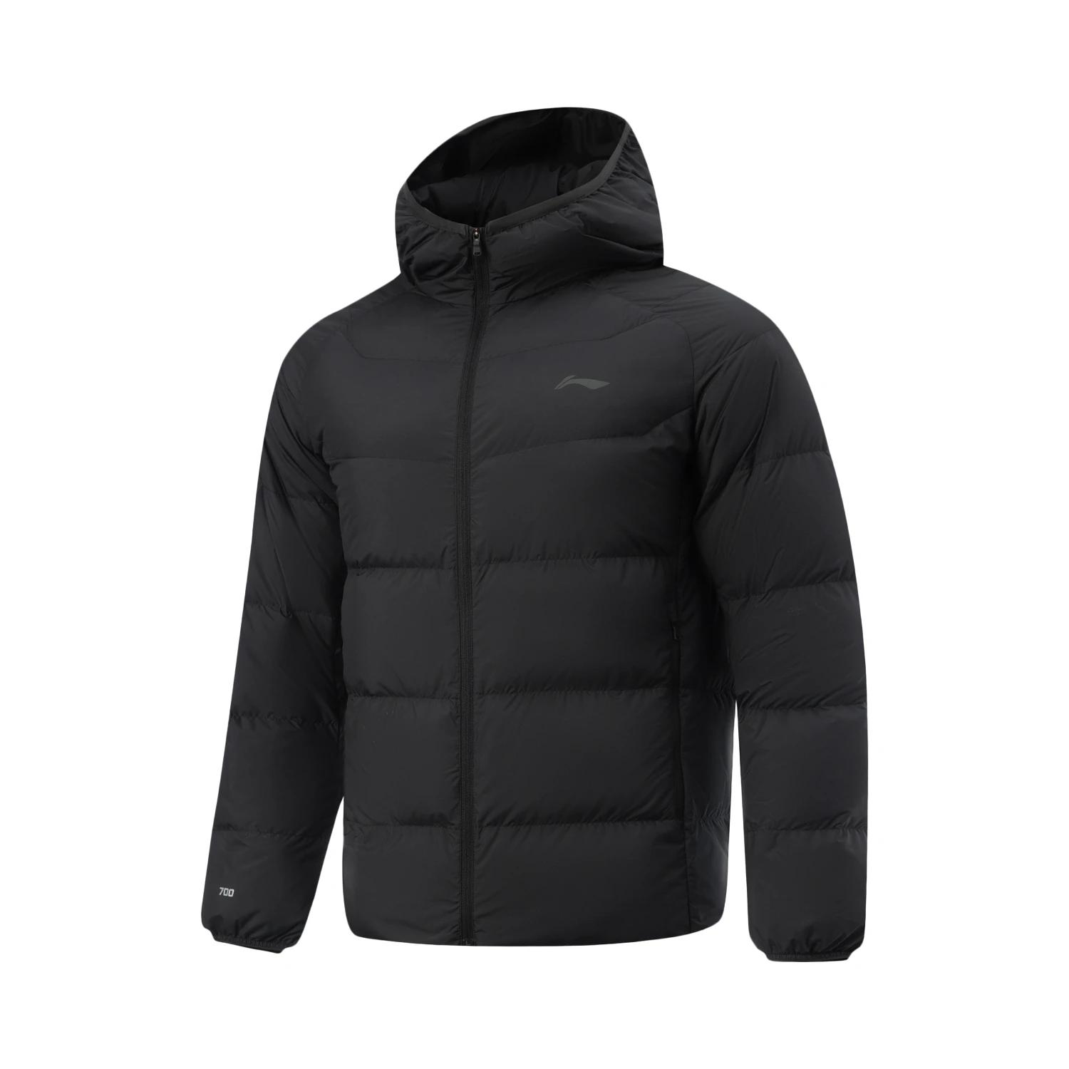 Li-Ning Fitness Series 90% Duck Down Hooded Short Down Jacket Black Men AYMV211-3 XL