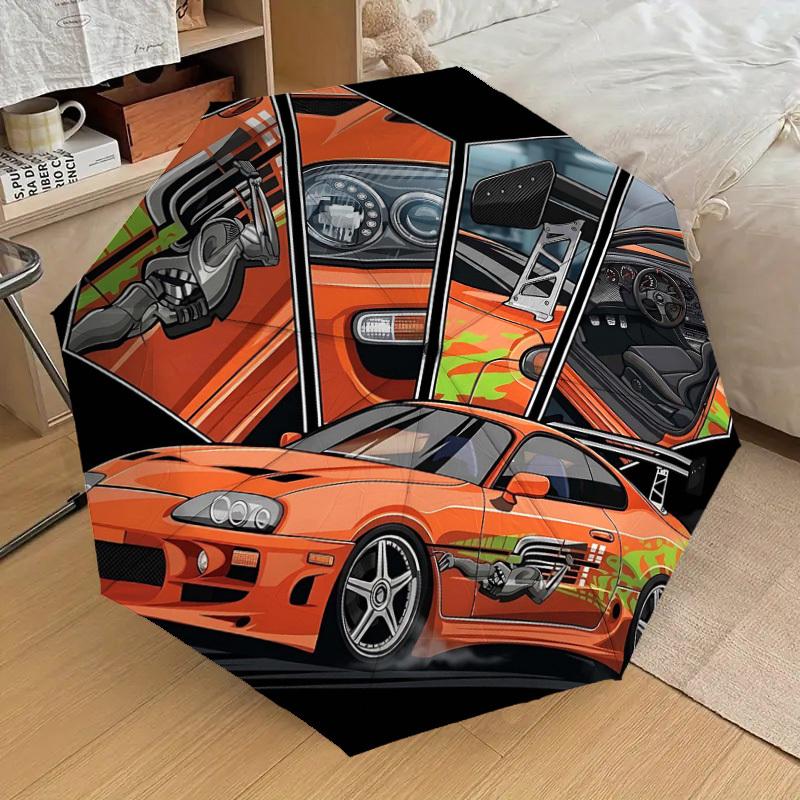 1PC car racing Umbrella-8-Rib Reinforced Portable Folding Travel Suitable for All Seasons Outdoor Daily Use -J0380