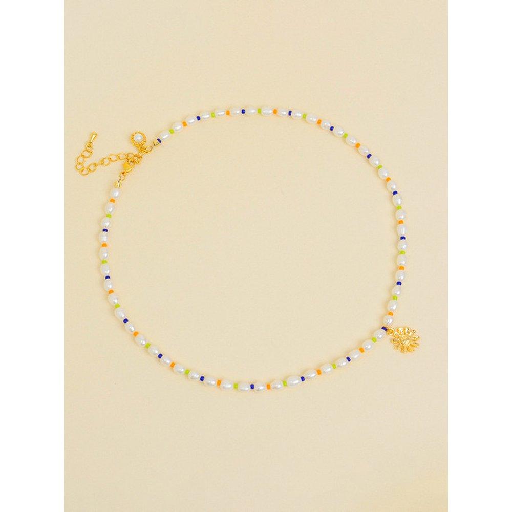 Seed Freshwater Pearl Daisy Flower Necklace_18K Gold