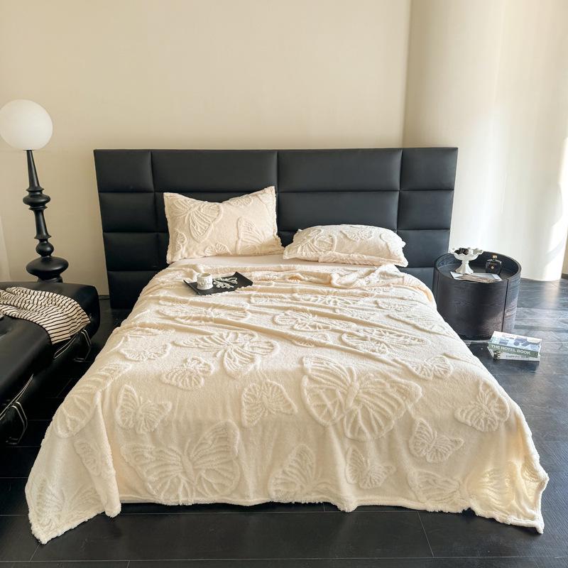 Solid Color Jacquard Velvet Butterfly Blanket - Office Nap & Air Conditioning Cover, Gift, Pet Use