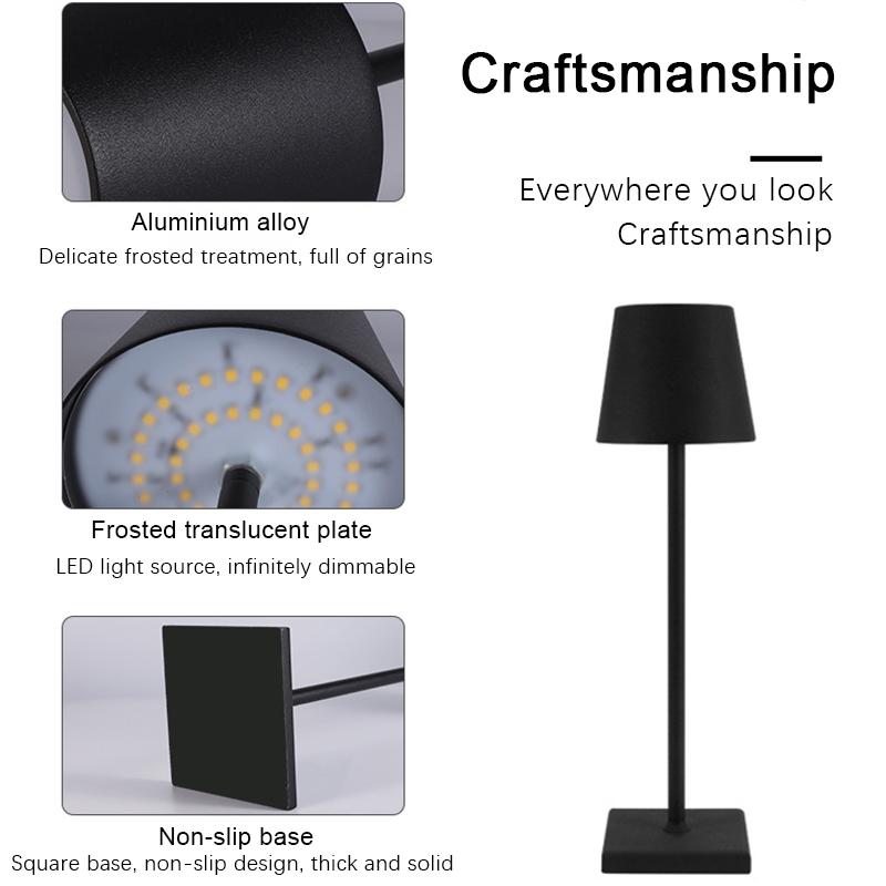 Lamp Table Dimmable Wireless Rechargeable Desk Lamp Bedroom Night Bedside Light for Bar Coffee Hotel Restaurant House Decoration