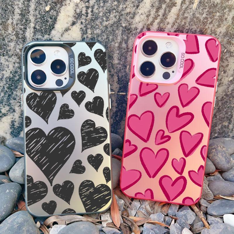 Cute Love Heart IMD Protective Phone Cases for Iphone 16 14 Pro Max Plus 15 11 12 13 Pro Max 13 Mini Plus Shockproof Laser Cover