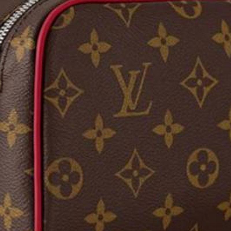 Louis Vuitton Necessaire Logo em Letra Fechamento com Zíper Bolsa de Higiene Pessoal em Couro Bolsa de Higiene Pessoal Masculina Marrom Avermelhado M12640