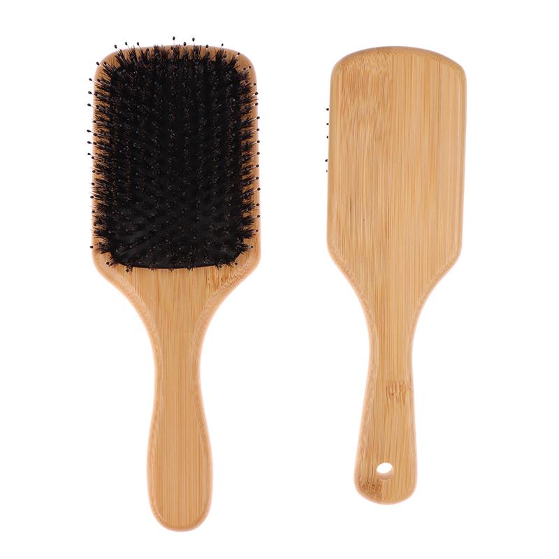 Brosse à cheveux en poils de sanglier pour femmes, brosse à cheveux en bois et bambou, brosse professionnelle pour cuir chevelu bouclé, peigne pour soins de beauté des cheveux, outils de salon