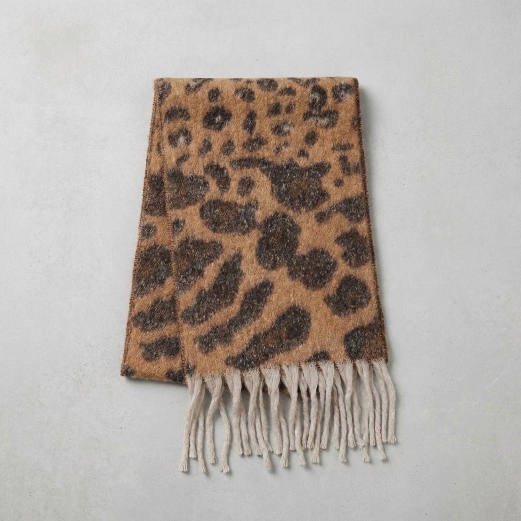 Scarf for Women 2026 Spring and Autumn Vintage Leopard Print Imitation Cashmere Tassel Warm and Fashionable Versatile Scarf