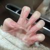 Pure Atmosphere Skin-Brightening Handmade White Boiled Water Press-On Nails for Early Spring