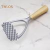 Stainless Steel Potato Press Masher with Wooden Handle Lightweight Rust-proof Kitchen Tool for Mashing Vegetables Fruits Beans