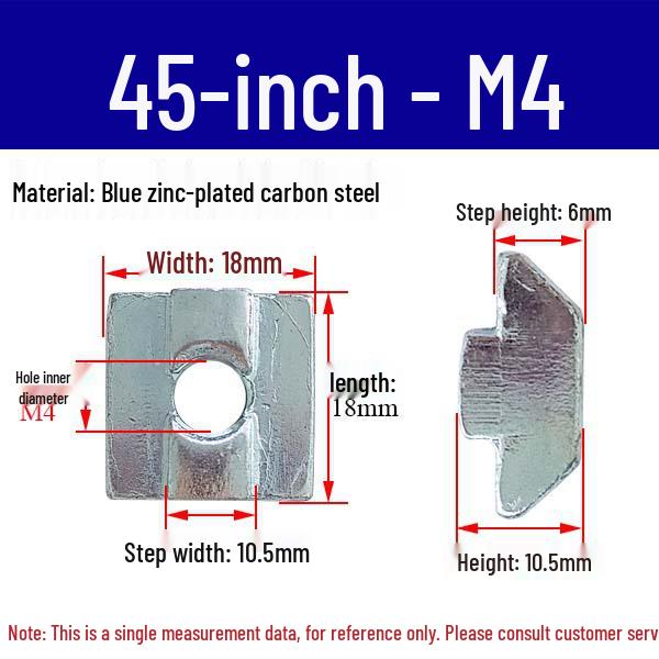European Profile T-nut: Square T-slot Slider, Types 20/30/40/45, Sizes M3-M8