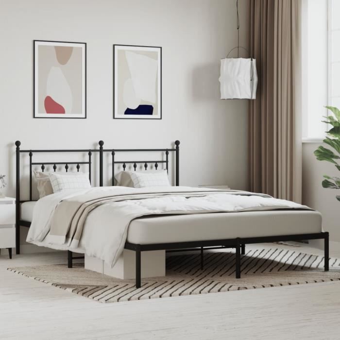 VidaXL Cadre de lit métal avec tête de lit noir 160x200 cm 353540