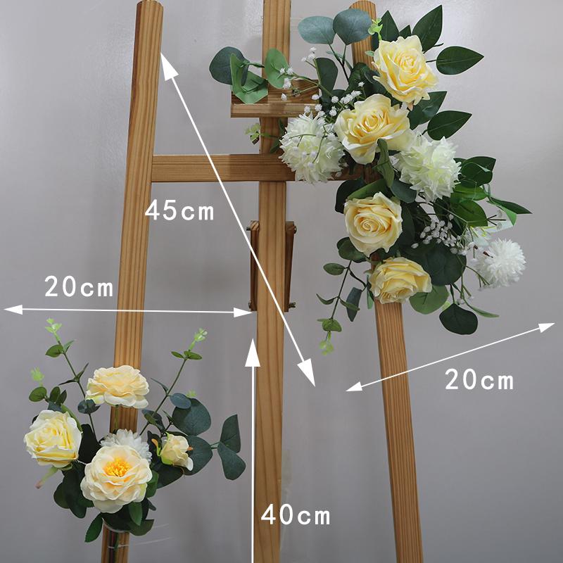 Silk Flower Wedding Welcome & Directional Sign with Floral Art Decoration