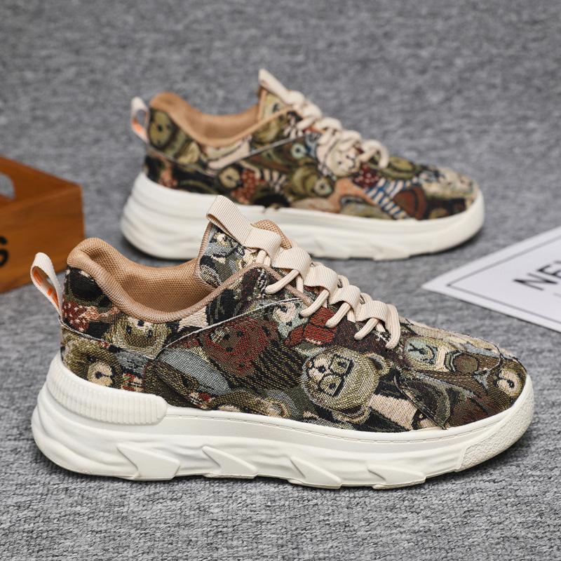 

Мужская обувь от импортных производителей, новая четырехсезонная модная обувь из парусины с принтом, молодежная обувь на платформе для пап, спортивная и повседневная обувь 45