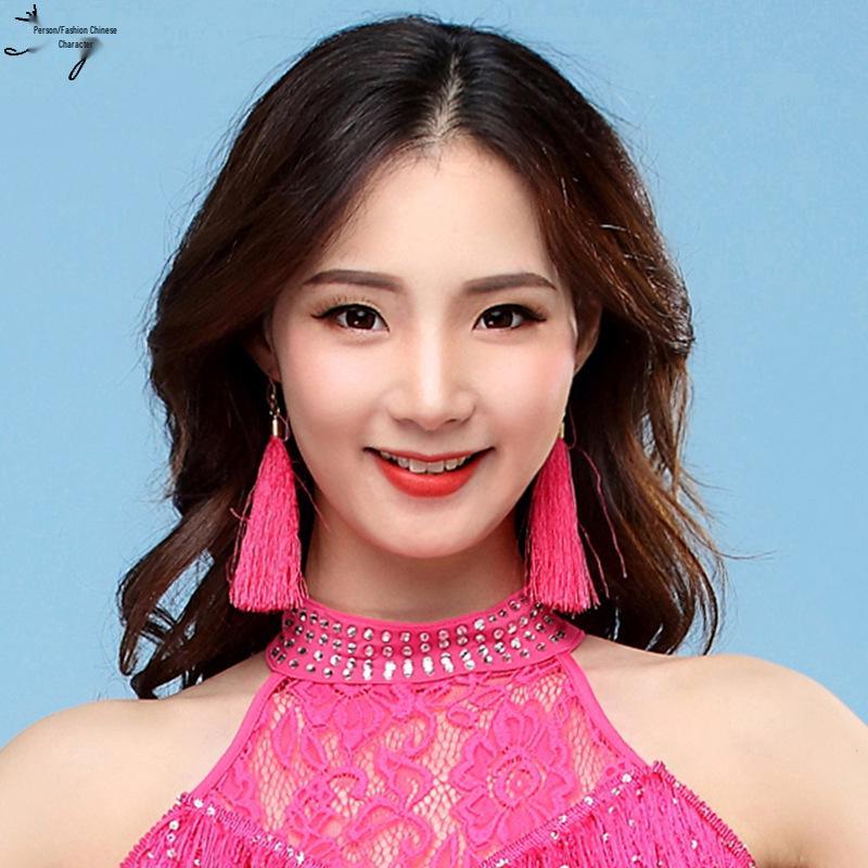 Huayu Dance Earrings: Square, Latin, Belly & Indian Dance Tassel Performance Jewelry