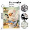 Framed Pearl Art DIY Kit with Angry Duck on Toilet Pattern 3D Sparkling Bead Canvas Painting Handmade Gift for Home Decoration Wall Decor