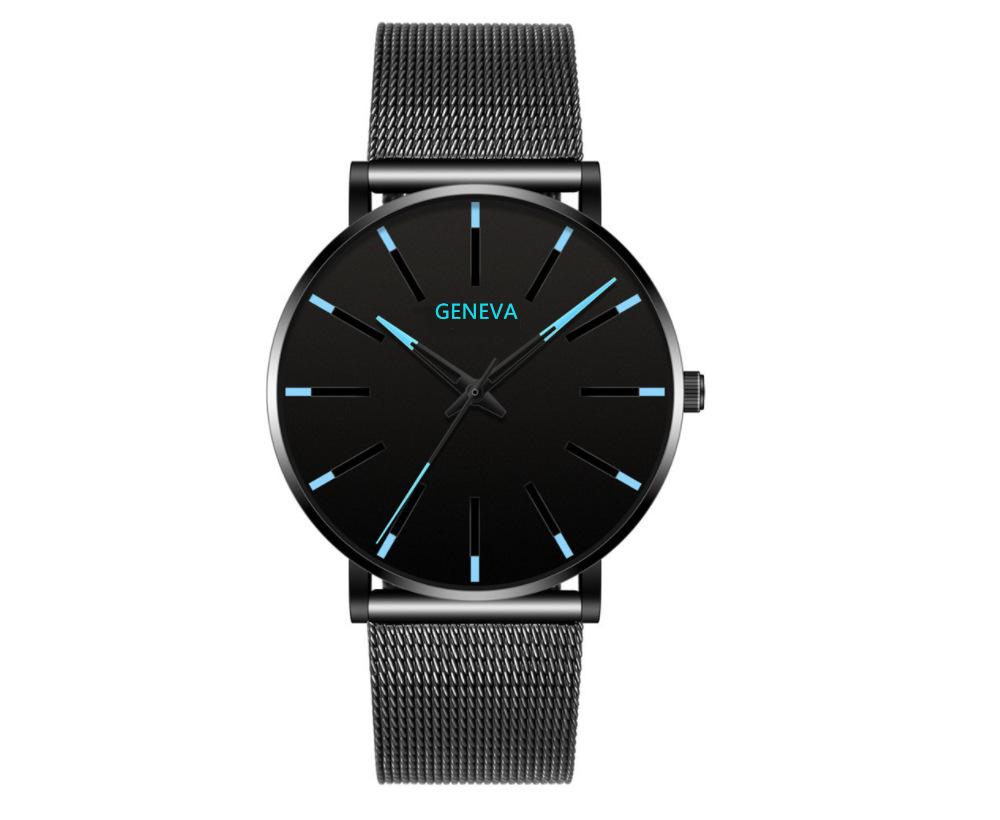 Fashion Blue Needle Men S Watch Men S Watch Quartz Watch Mesh Belt