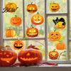 Easy Peel And Stick Holiday Murals 3 Sheets Halloween Ghost Face Pumpkin Wall Sticker, Cute Black Cat Playful Wizard Graphics Decorative Decals,