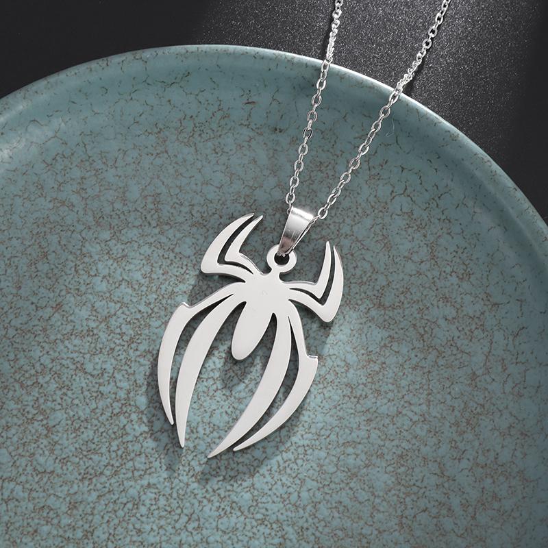 Stainless Steel Simple Personalized Spider Pendant Necklace Men and Women Fashion Party Pendant Jewelry Gift