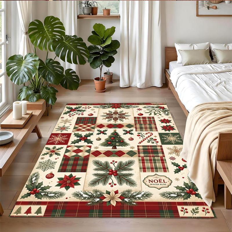 Christmas Printed Square Area Rug Soft Non Slip Floor Carpet For Bedroom Holiday Gift