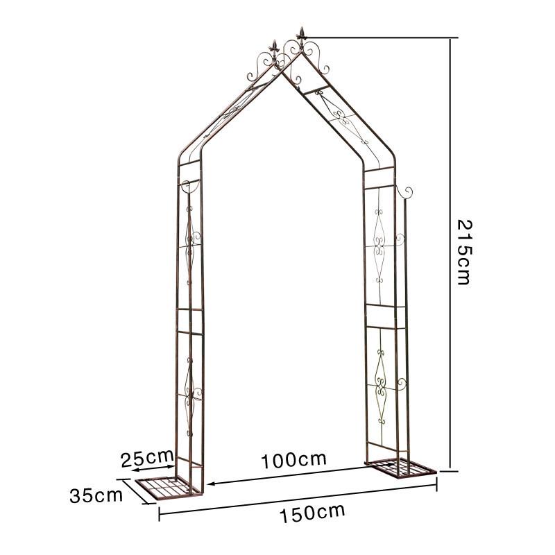 American Wrought Iron Garden Arch Flower Stand & Climbing Frame with Base Tray for Terrace and B&B Decor
