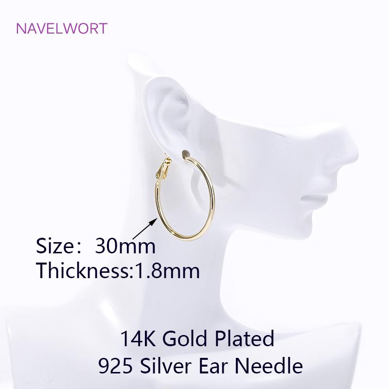 Trendy 14K Gold Plated Simple Round Round Hoop Earrings,High Quality Big Circle Earrings For Women Earring Party Jewelry Gift