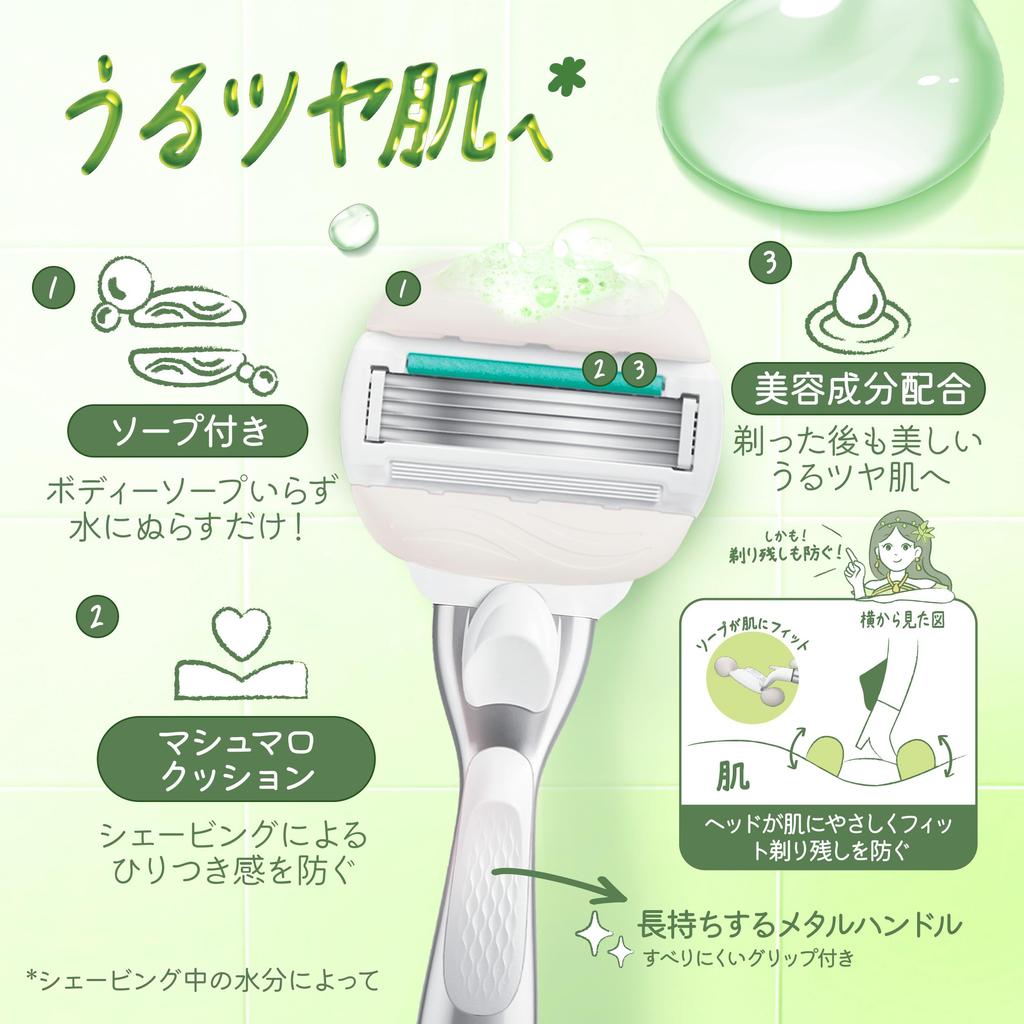 Gillette Venus Comfort Glide 5 Razor for Women Moisturizing and Glowing Sensitive Includes Razor and 2 Replacement with Aloe Contains Beauty - Skin,