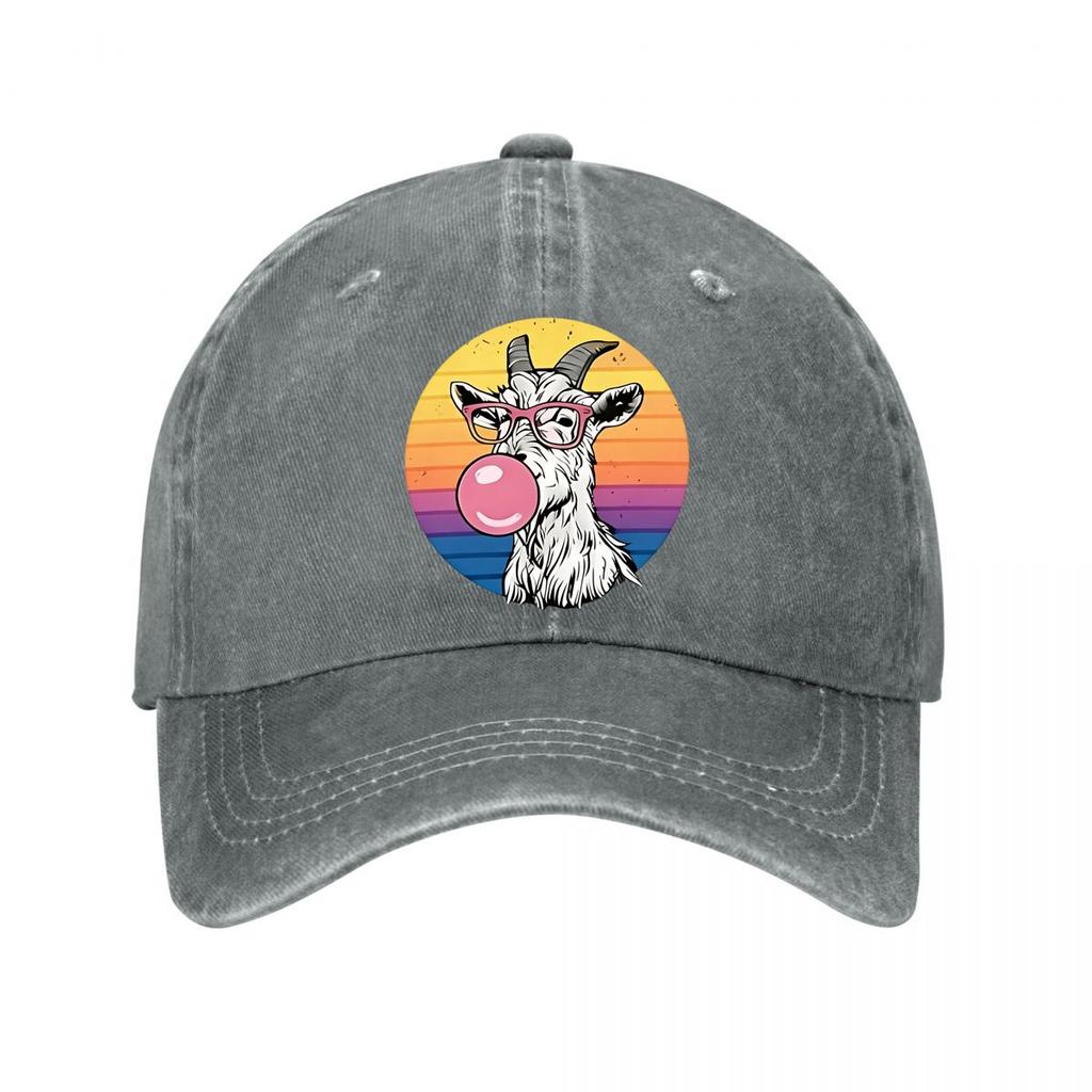 Vintage Washed Cotton Baseball Cap Retro Goat Bubble Gum Multiple Colors Washed Baseball Cap