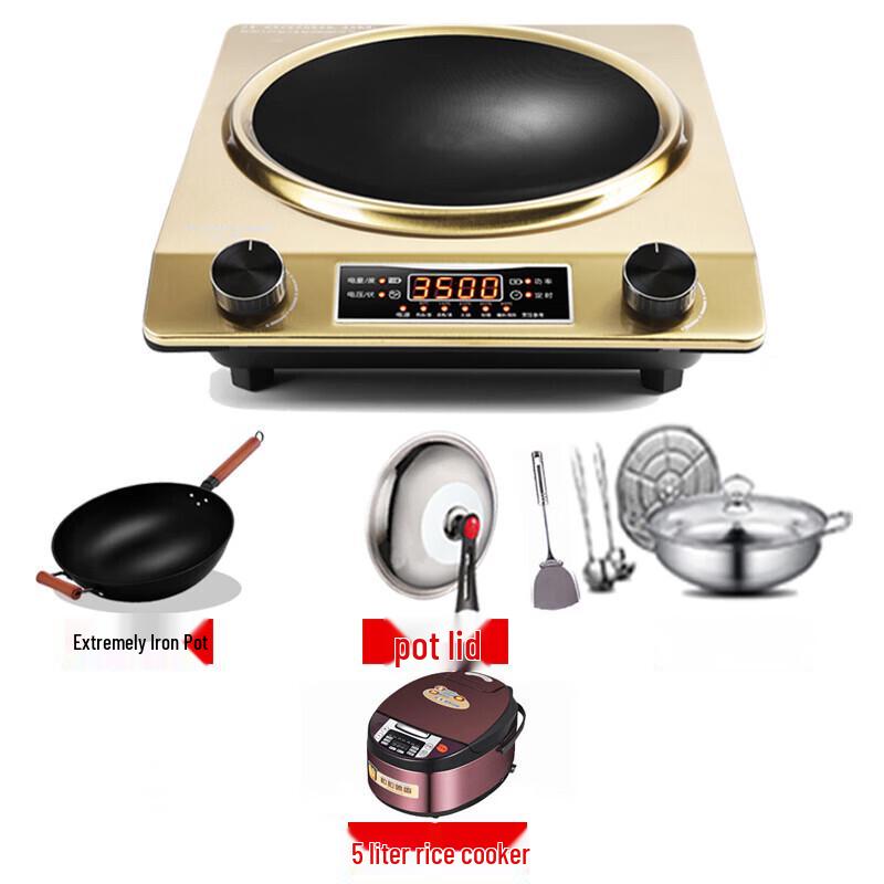Shengbai 3500W Concave Induction Cooktop with Cookware Set