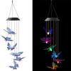 Cute Solar Wind Chime Hanging Colorful Gradient Hanging Solar Lights Weatherproof Solar Powered LED Wind Chime Light