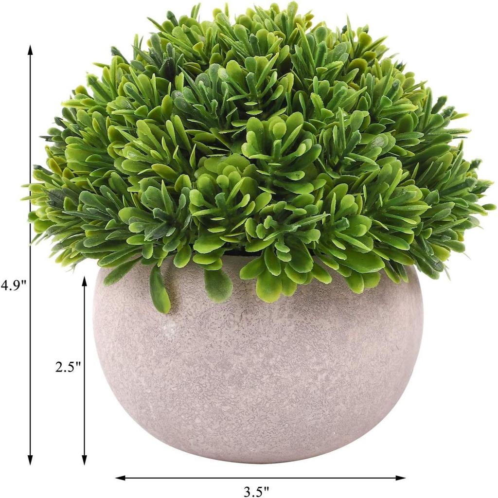 4 Packs Artificial Potted Bathroom Fake Shelf Plant Office Table Decor Mini Green Faux Topiary Kitchen Cabinet Farmhouse Decorations (4 Plastic Pots)