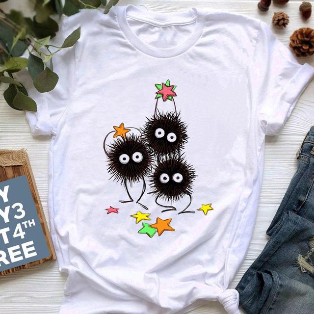 

Жіноча футболка Ullzang Funny Ghibli Japanese Kawaii Grunge Tumblr Totoro Studio T Shirt Harajuku Kawaii Vintage Tops Tee Female S