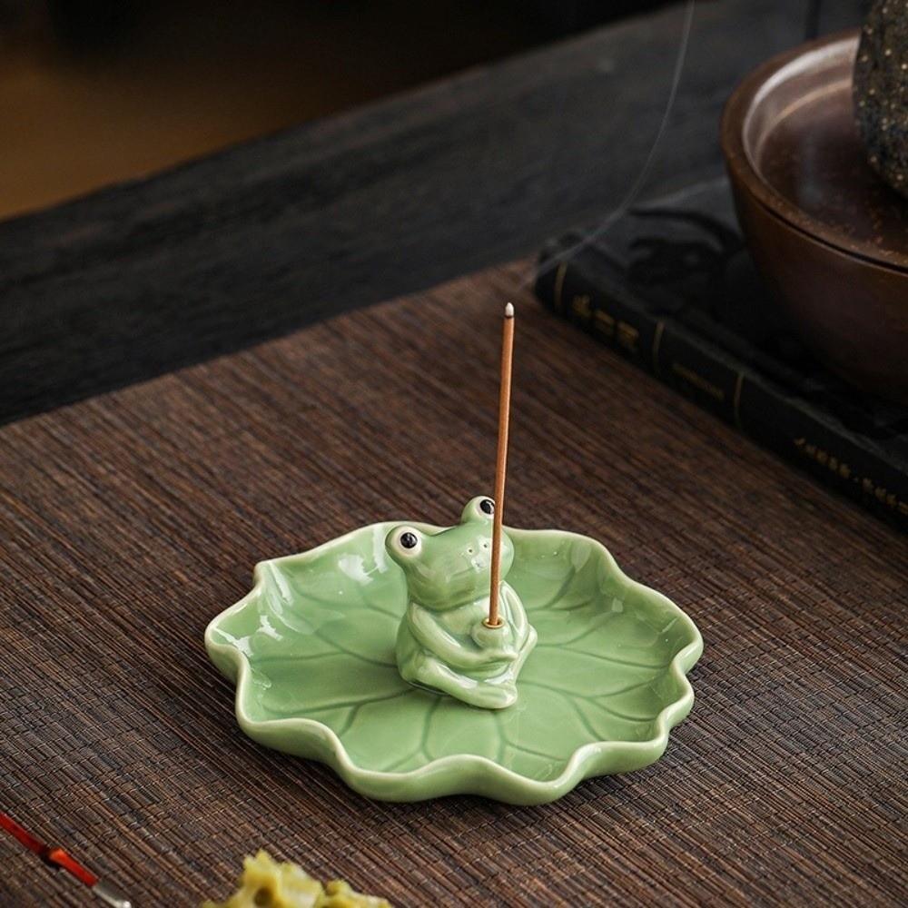 Frog Incense Burner Ceramic Tabletop Incense Base Funny Censer Holder Yoga Meditation