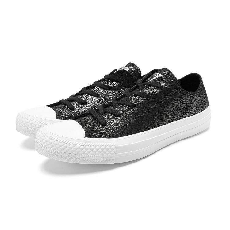 Converse All Star Ctas Ox Slip Resistant Shock Absorbing Low Top Skate Shoes Unisex Sneakers Black Silver 559883C