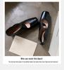 Women's Genuine Leather Ballet Flats, Autumn 2024, Square Toe, Chunky Heel, Vintage Low-Cut Mary Jane Shoes