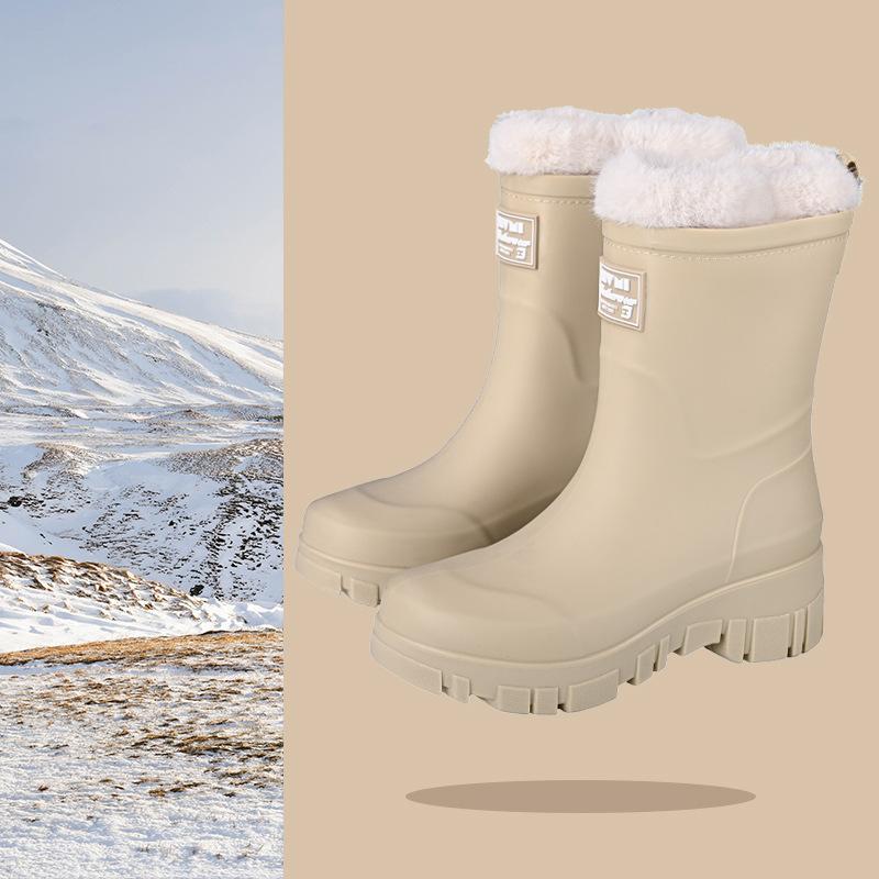 

Fashion tall rain shoes women s new autumn and winter velvet warm rubber shoes outdoor waterproof shoes non-slip rain boots 41