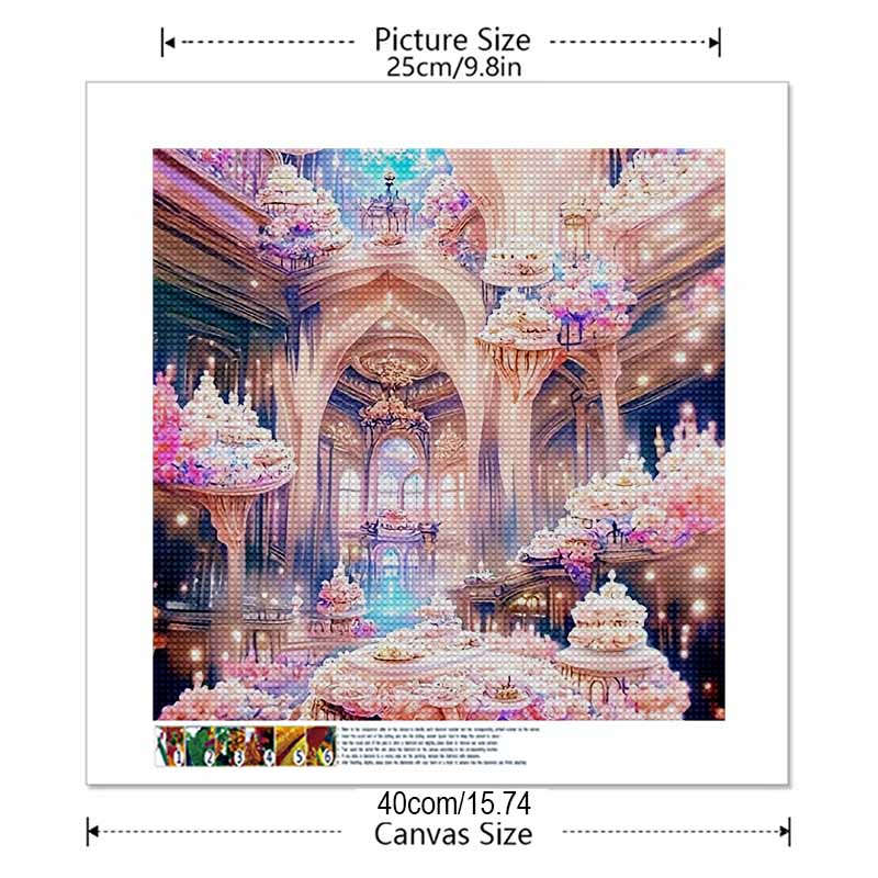 Neuankömmling 5D DIY Vollkreis Diamantmalerei "Pinker Palast" Stickerei Kreuzstich Heimdekor Geschenk