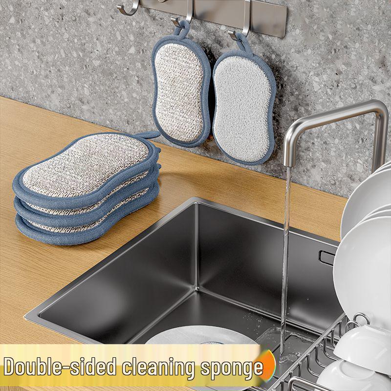 Doppelseitiger magischer Reinigungsschwamm: Fleckenentfernung, Ölabsorbierend, Multifunktionelles Küchentuch & Stahlwolle-Scheuerschwamm