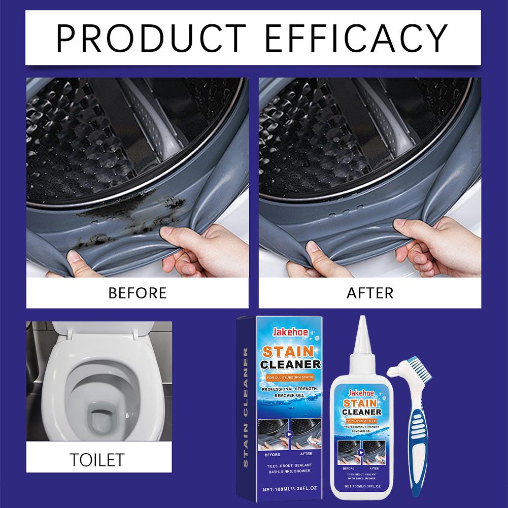 Mold Remover with Brush Quick Acting Stain Remover Gel for Bathroom Washing Machine Refrigerator Strip Kitchen Cleaner Gel