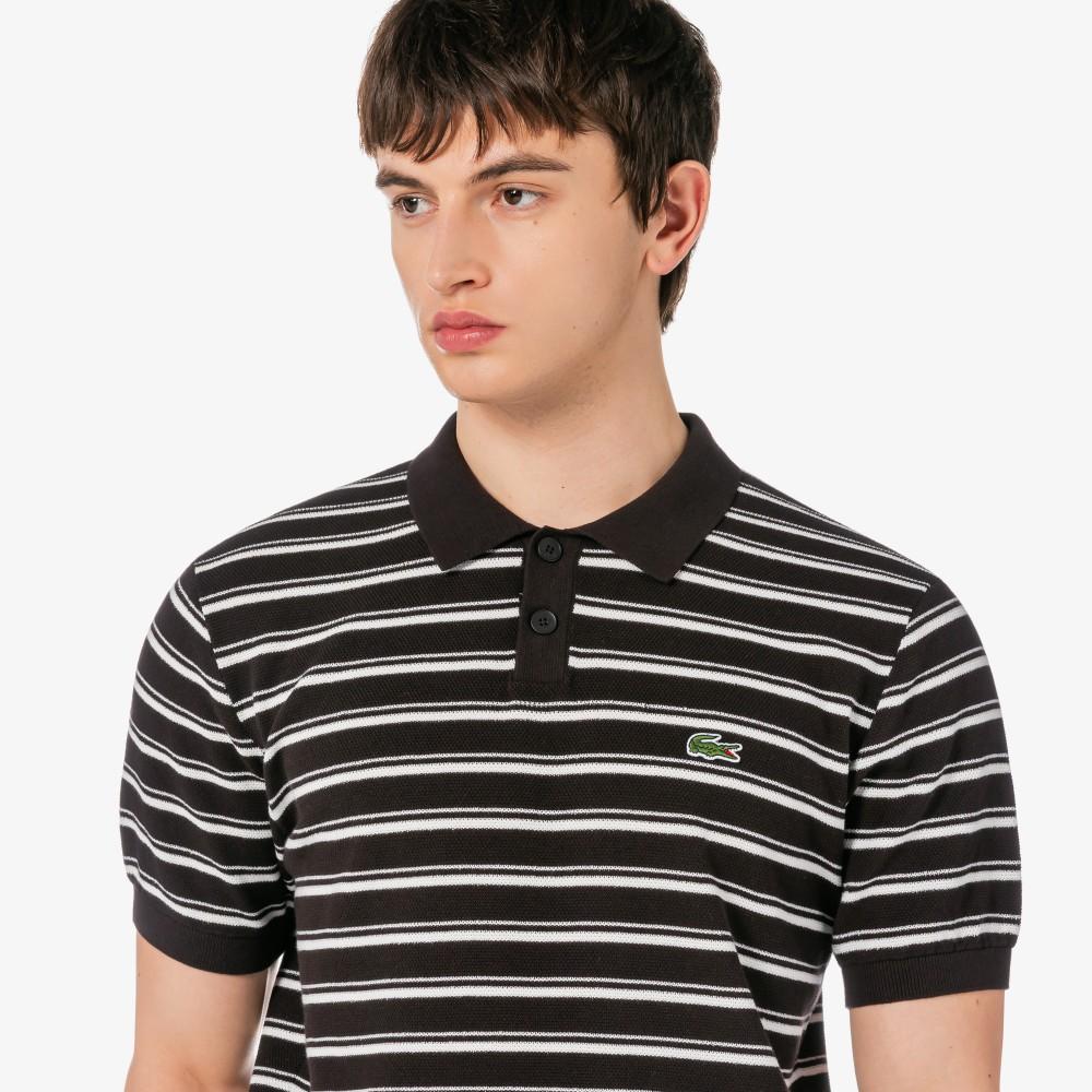 [lacoste] Men's Multi-Stripe Boucle Mix Short-Sleeve Sweater Polo Shirt PH578E-56G3LA