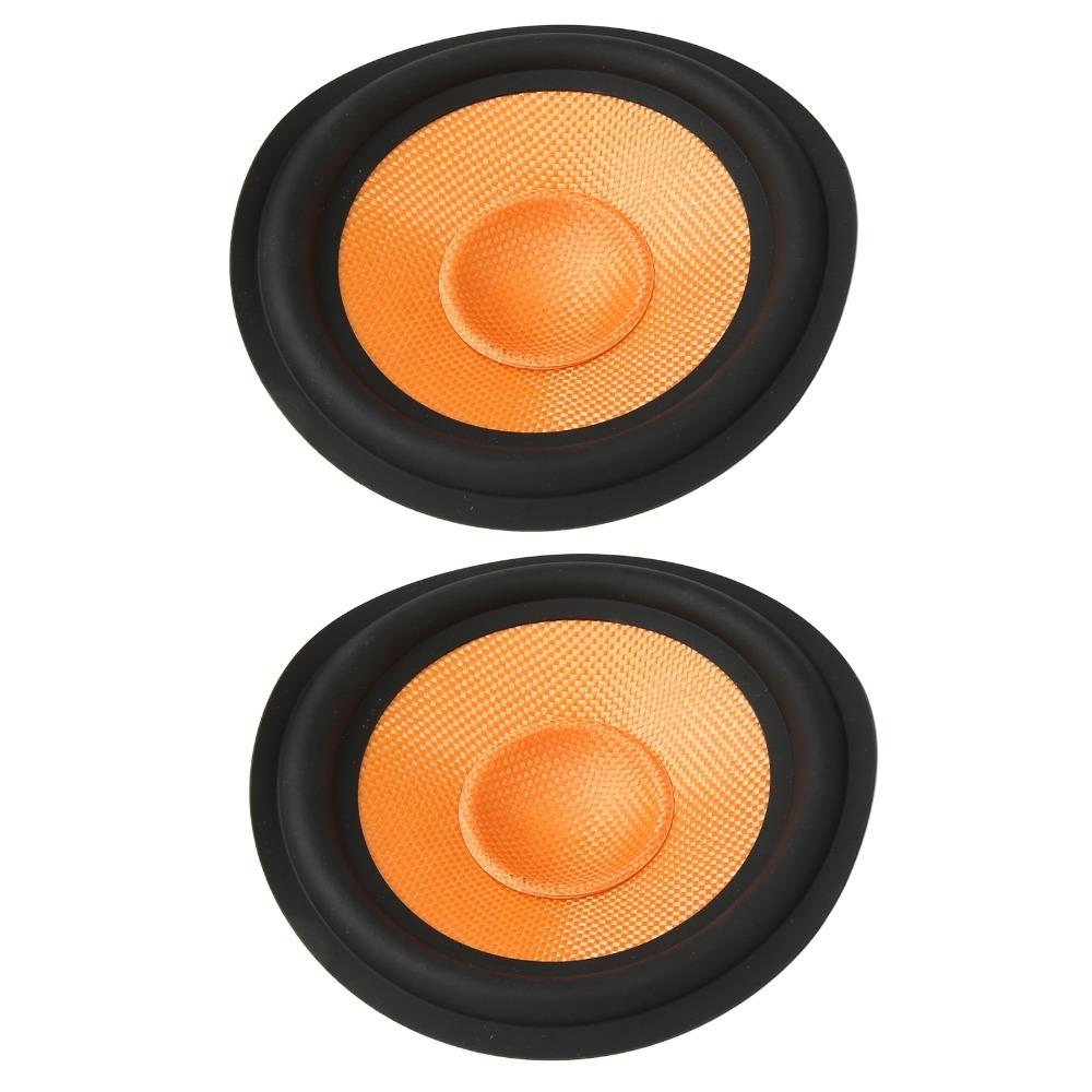 2PCS Orange Paper Speaker Cone Rubber Surround Drum Paper Subwoofer Cone Subwoofer Replacement