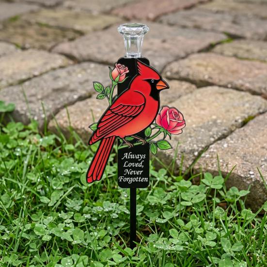 Garden Decorative Lights Solar-Powered with Large Capacity Battery All-Metal Memorial Stake Light with  LED for Cemetery Garden Decoration