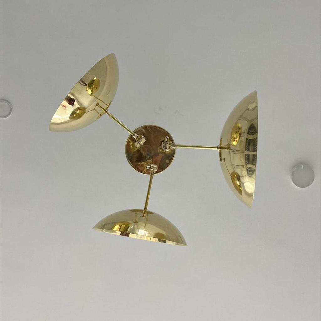3 Light Sputnik Chandelier Mid Century Modern Polished Brass Pendant Light Fixtures