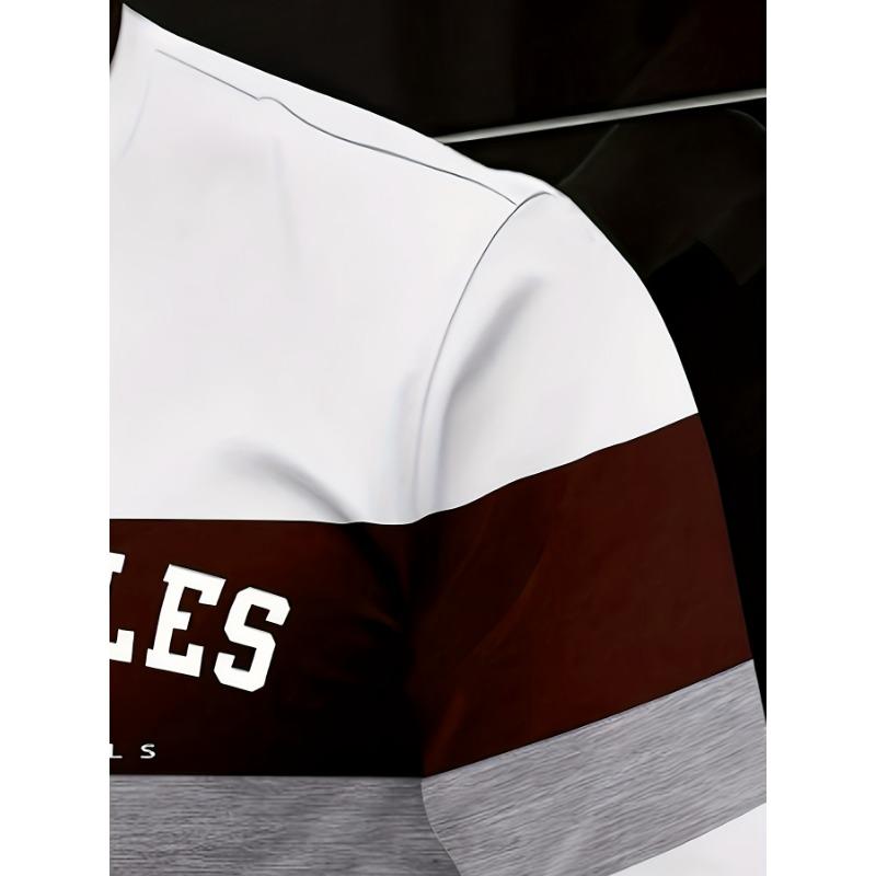 Men's Los Angeles Print Long Sleeve T-Shirt Casual Sports Round Neck Bottoming Top Comfortable and Breathable Clothes